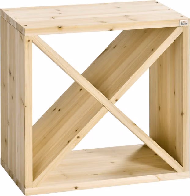 HOMCOM 24 Bottle Rustic Pine Wood Wine Rack in Brown – 3
