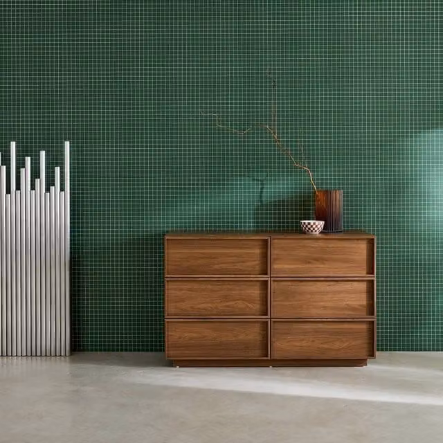 sweeek Modern 6 Drawer Wood Effect Storage Dresser in Dark Brown, W/D/H: 75 x 43 x 46 cm
