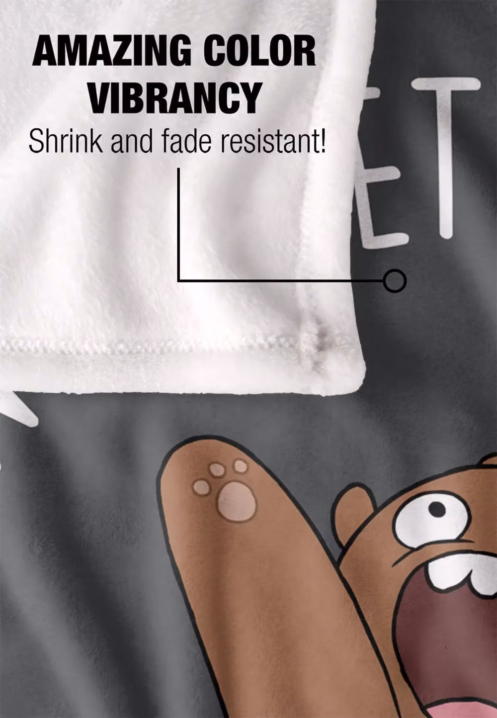 Cartoon Network We Bare Bears Silky Touch Super Soft Fleece Throw Blanket, White, W/D/H: 152 x 127 cm – 5