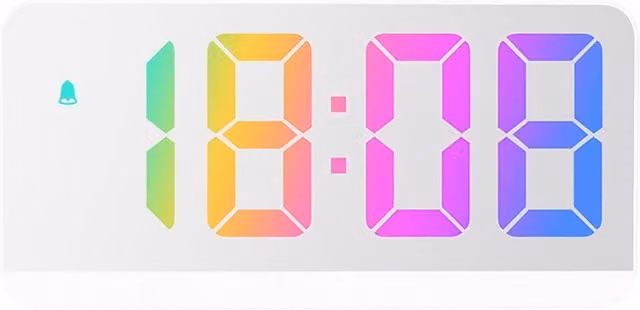 Leaper White LED Digital Tabletop Clock with Colourful Illuminated Font