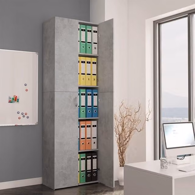 Berkfield Home Office Cabinet in Concrete Grey, W/D/H: 60 x 32 x 190 cm – 1