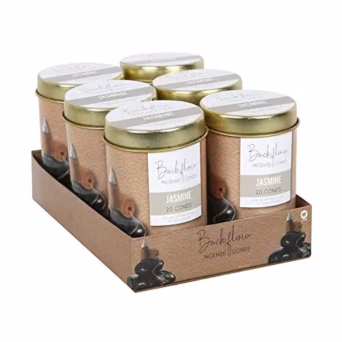 Something Different Jasmine Jumbo Backflow Incense Cones, 6 Tins of 20 Natural Floral Cones – 2