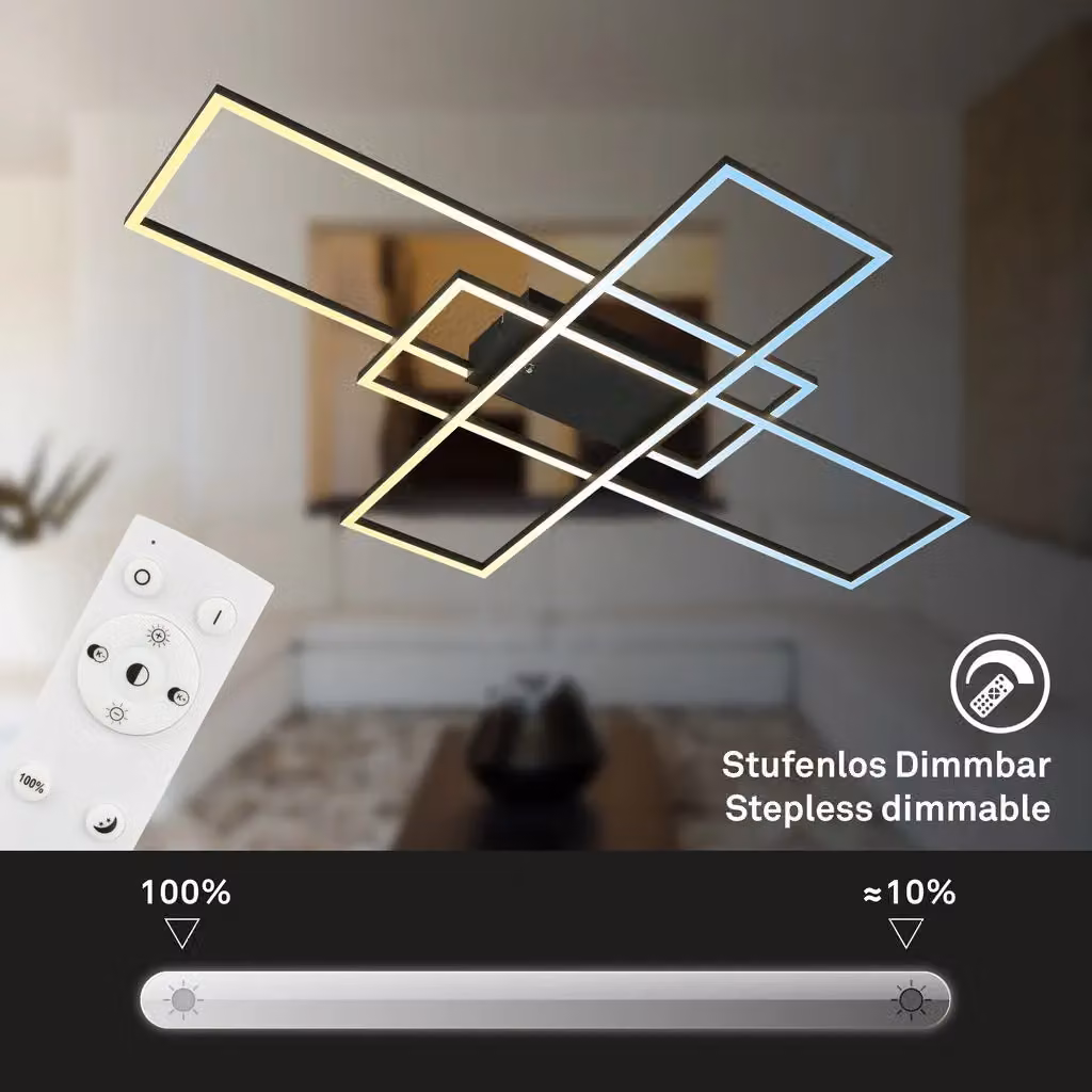 Briloner Modern CCT LED Wall and Ceiling Light in Black and White with Remote Control – 3