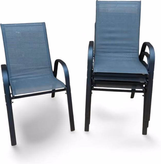 Madefor.living Grey Textilene Stackable Outdoor Garden Chairs with Armrests
