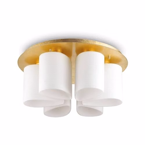 Netlighting Daisy 6-Light Flush Ceiling Lamp in Gold and White with E27 Bulbs