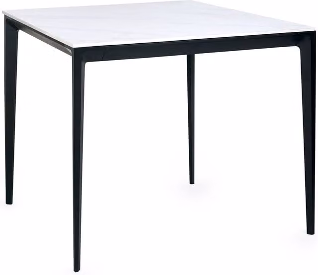 Cheshire Premium Marbella Square Stone Top Dining Table, White Marble, W/D/H: 80 x 80 x 80 cm