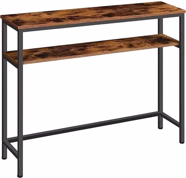 FORGEVIO Console Hallway Table with Adjustable Shelf, Brown, W/D/H: 100 x 24 x 80 cm – 1