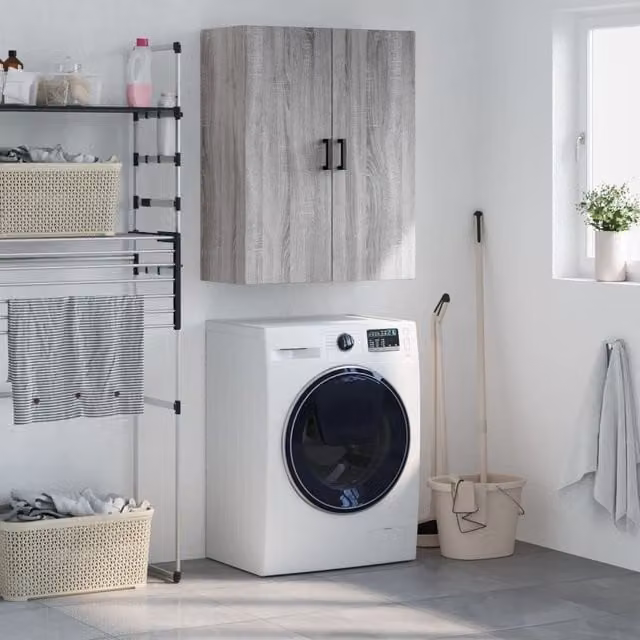 Berkfield Home Wall Mounted Cabinet in Grey Sonoma, W: 69.5 cm, D: 34 cm, H: 90 cm – 1