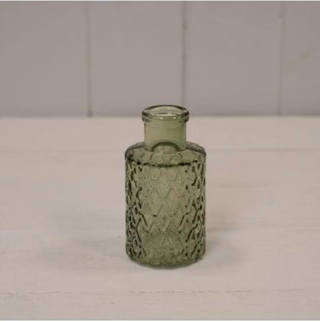 KDMD Vintage Green Geometric Glass Tabletop Bottle