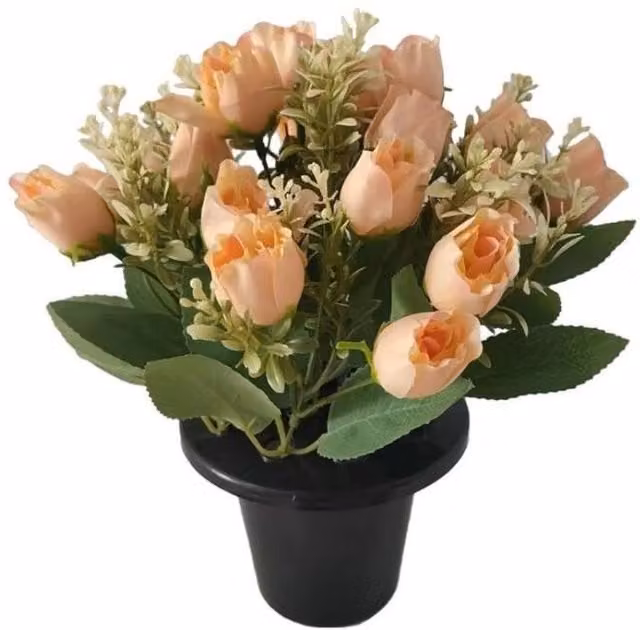 KDMD Essential Cream Rose Mix Remembrance Pot in Peach and Pink