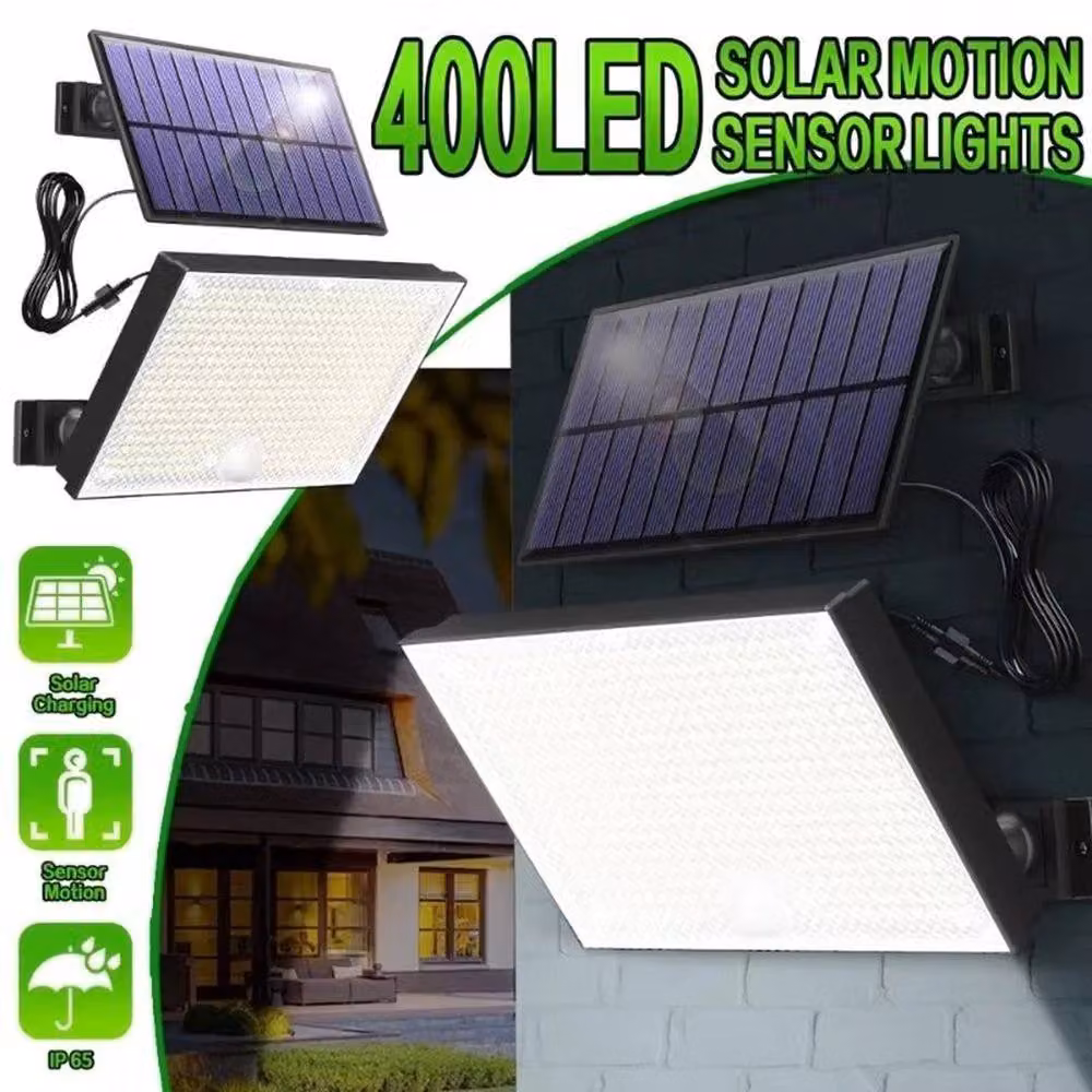 PAWNORA 400 LED Solar Motion Sensor Wall Light in Black – 3