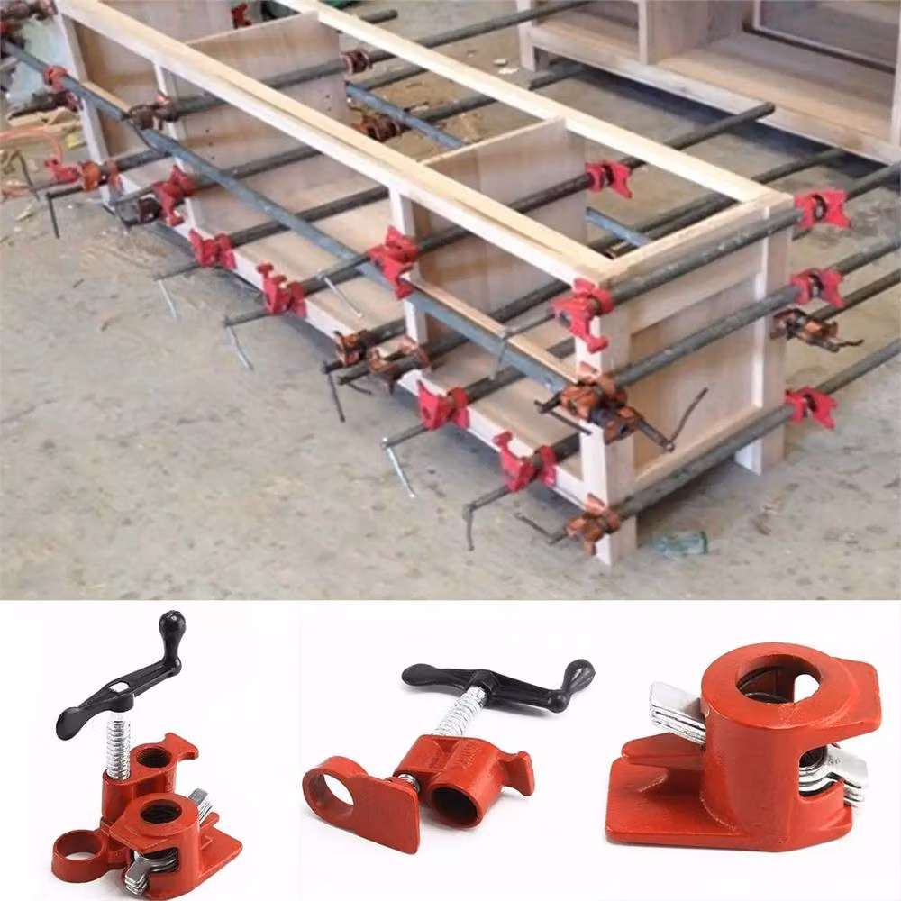 Nordara 4 Sets of 3/4 inch Heavy Duty Cast Iron Woodworking Pipe Clamps in Red – 3