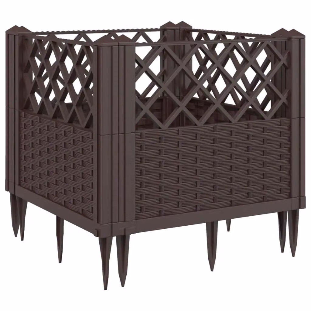 Berkfield Home Garden Planter with Pegs in Brown, W/D/H: 43.5 x 43.5 x 43.5 cm – 2