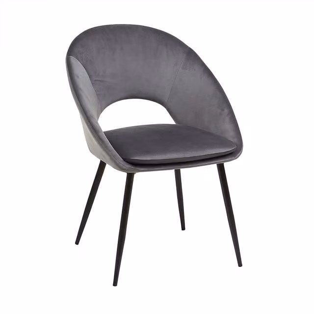 Kosy Koala Set of 2 Modern Grey Velvet Dining Chairs with White Metal Upholstered Frame