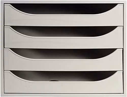 Exacompta Office ECOBOX Desktop Drawer Set, 4 Drawers, Grey, W: 34.8 cm, D: 28.4 cm, H: 23.4 cm – 1