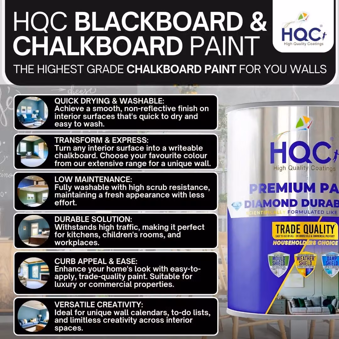 HQC PAINTS Matt Brown Blackboard and Chalkboard Paint, 2.5 l – 4