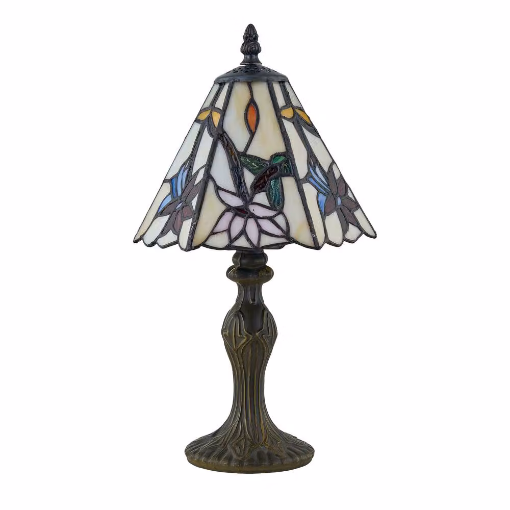 First Choice Lighting Chichester Set of 2 Tiffany Coloured Glass Table Lamps in Bronze, Height: 36 cm – 2