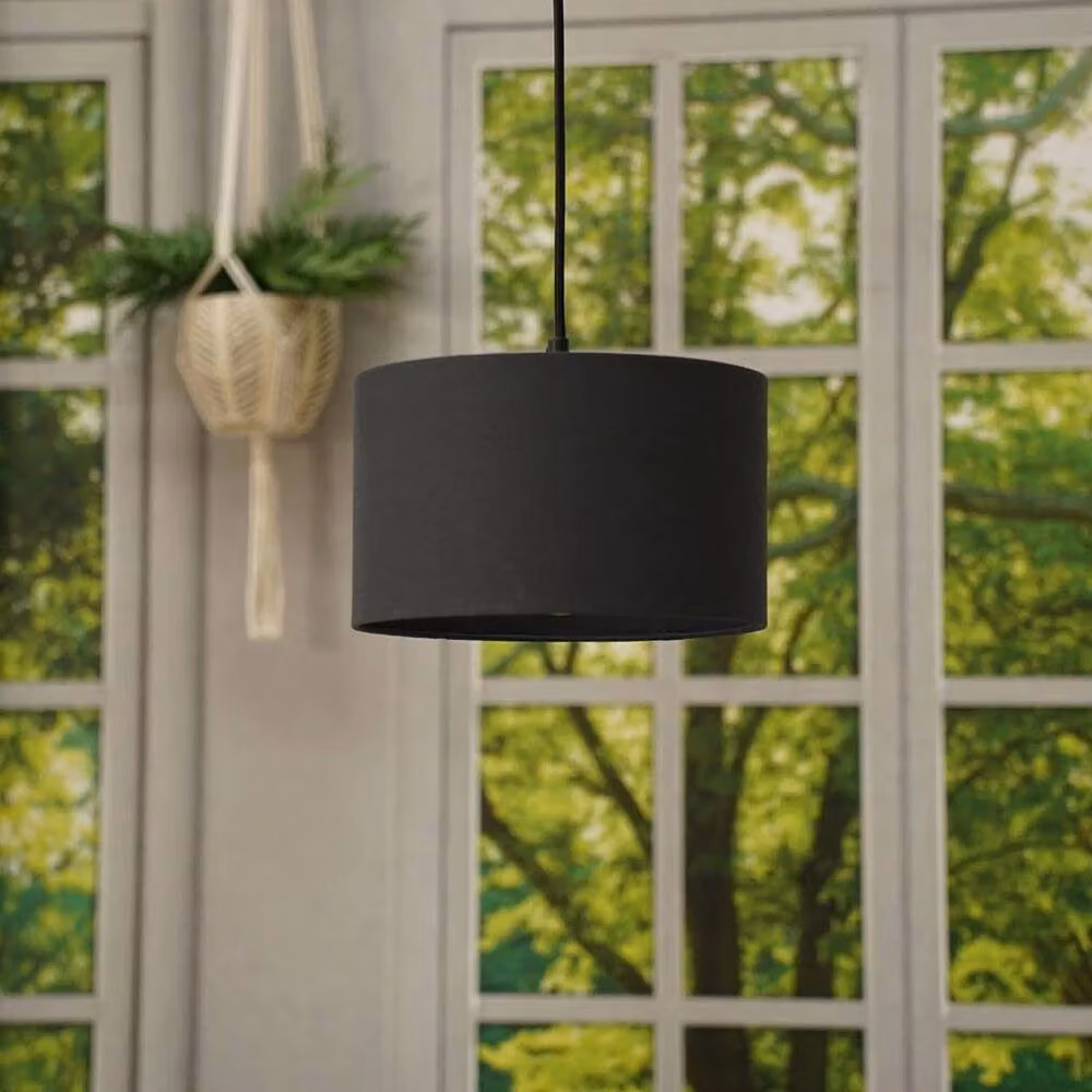 SPETLEK Black Textile Cylinder Lampshade for Easy Fit Pendant Ceiling Lights – 2