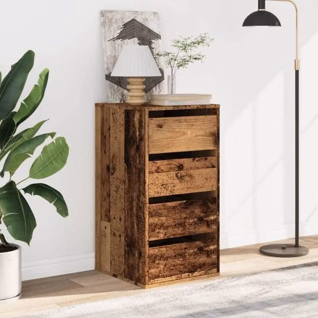 Berkfield Home Classic Corner Chest of Drawers in Old Wood Brown, W/D/H: 40 x 41 x 76 cm – 1