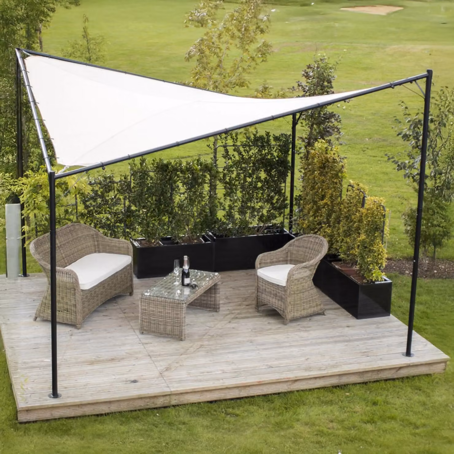 Primrose Square Portable Sail Shade with Powder Coated Steel Frame, Charcoal, W/D: 350 x 350 cm, H: 275 cm – 1