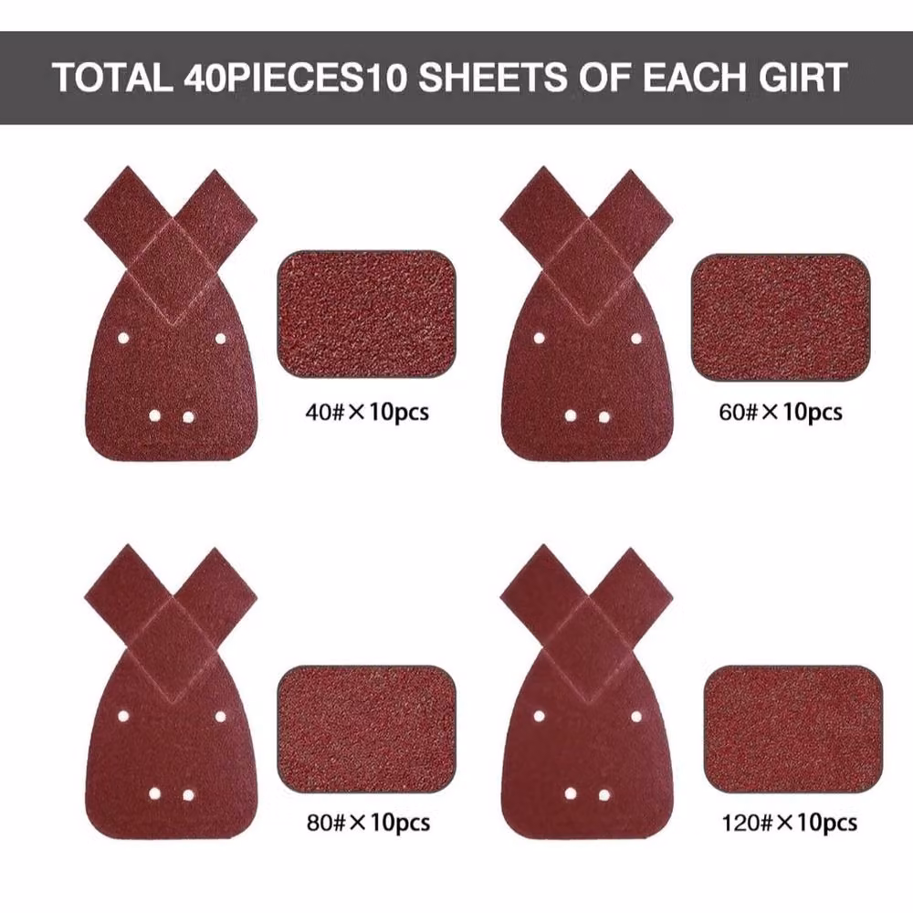 VOGREX 40-Piece Mixed Mouse Sanding Sheets in Red for Black and Decker Palm Sander Pads – 5