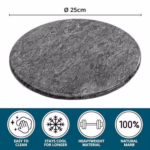 Homiu Round Marble Chopping Board in Black and Grey with Non-Slip Feet – 2