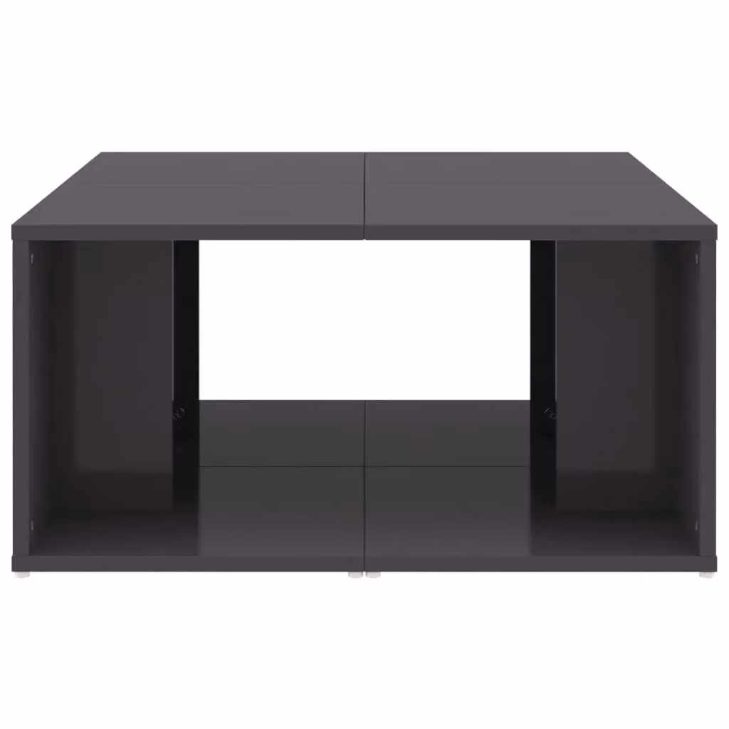 Berkfield Home Set of 4 Square Coffee Tables in High Gloss Grey, W/D/H: 33 x 33 x 33 cm – 3