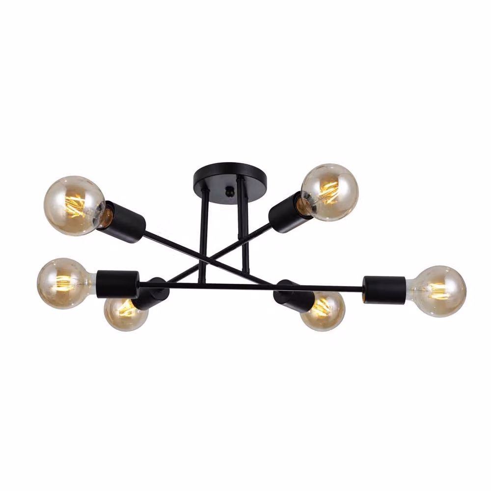 Netlighting Formio Multi Arm Semi Flush Ceiling Lamp in Matt Black with 6 x E27 Sockets – 2
