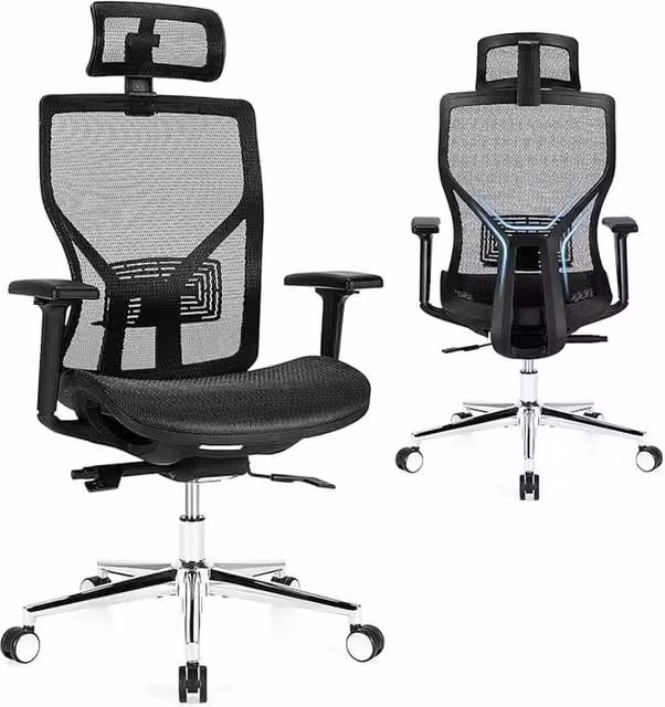 Costway Ergonomic Mesh Office Chair with Headrest and Armrests, Black