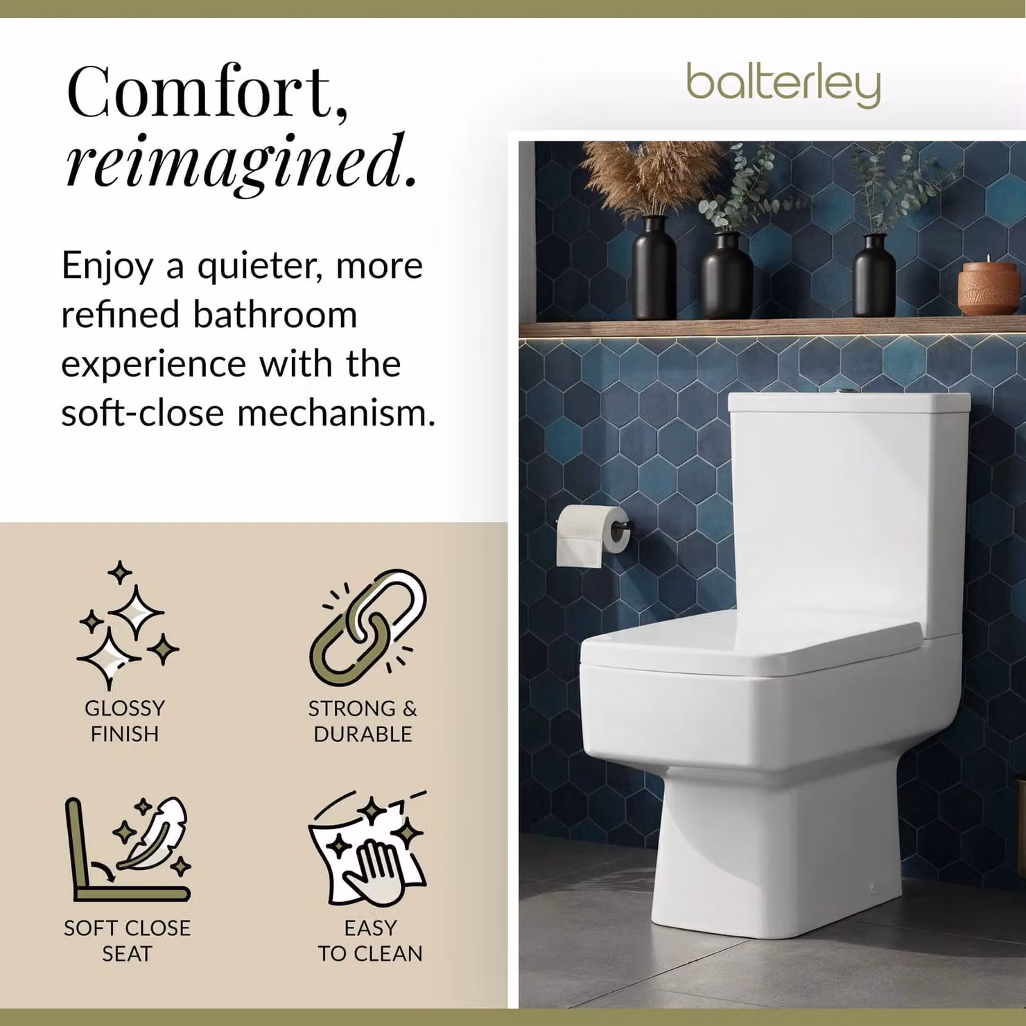 Balterley Square White Soft Close Top Fix Toilet Seat – 2