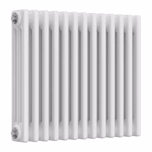 Bathroom Kingdom Colona White 3 Column Horizontal Traditional Steel Radiator H: 60.5 cm, W: 50 cm, D: 5 cm – 1