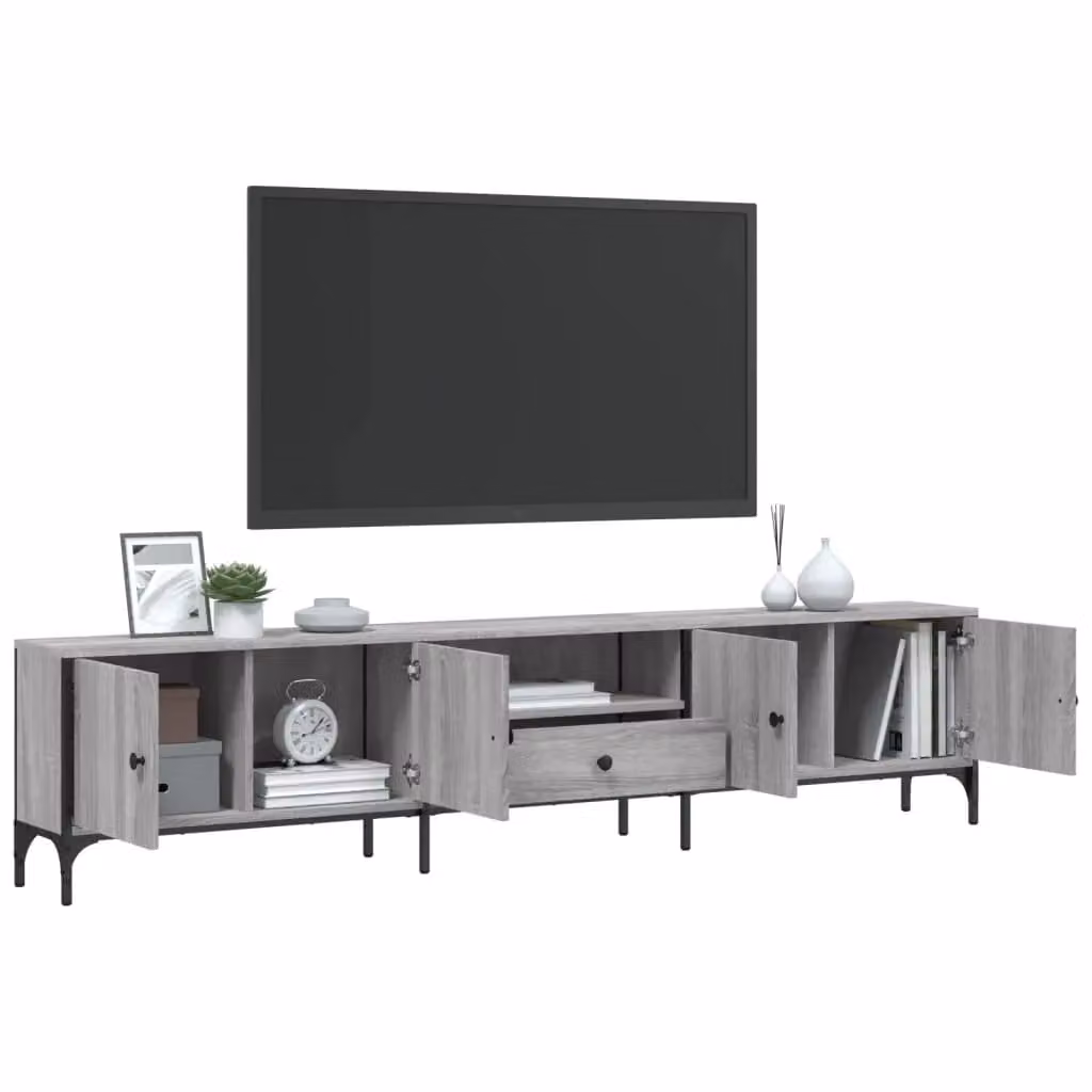 Berkfield Home Modern TV Cabinet with Drawer in Grey Sonoma, W: 200 cm, D: 44 cm, H: 25 cm – 3