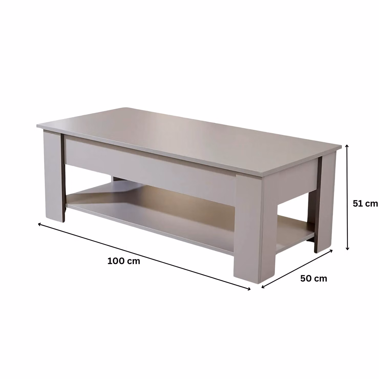 Home Source Orlando Lift Up Coffee Table with Storage Shelf in Grey – 2