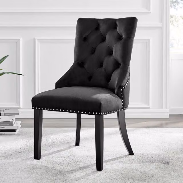 FurnitureboxUK Set of 2 Belgravia Velvet Knockerback Dining Chairs with Black Legs – 1