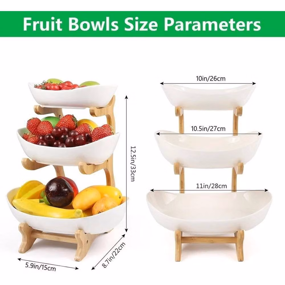EONLION 3 Tier Utility Fruit Storage Basket and Bowl Holder, White, Height: 100 cm – 2