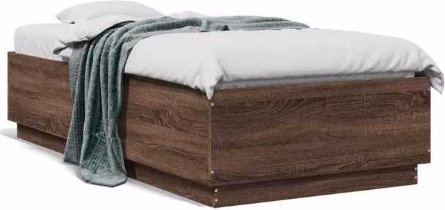 Berkfield Home Small Single Bed Frame in Brown Oak, W: 75 cm, L: 190 cm