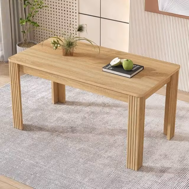 ModernLuxe Rectangular MDF Dining Table in Sand and Brown