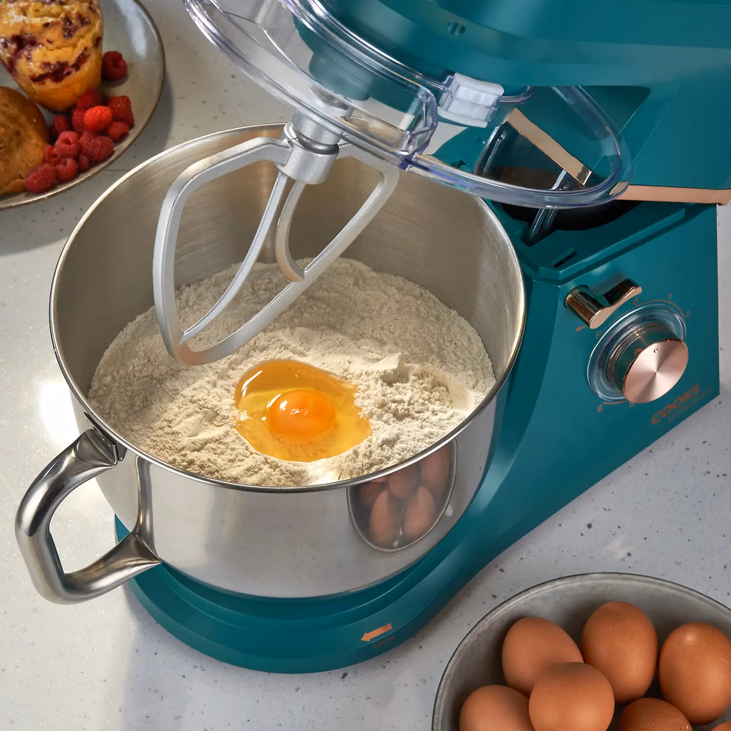 Cooks Professional 1200W Stand Mixer with 6 Speeds, Pulse Function and 7L Mixing Bowl in Petrol – 5
