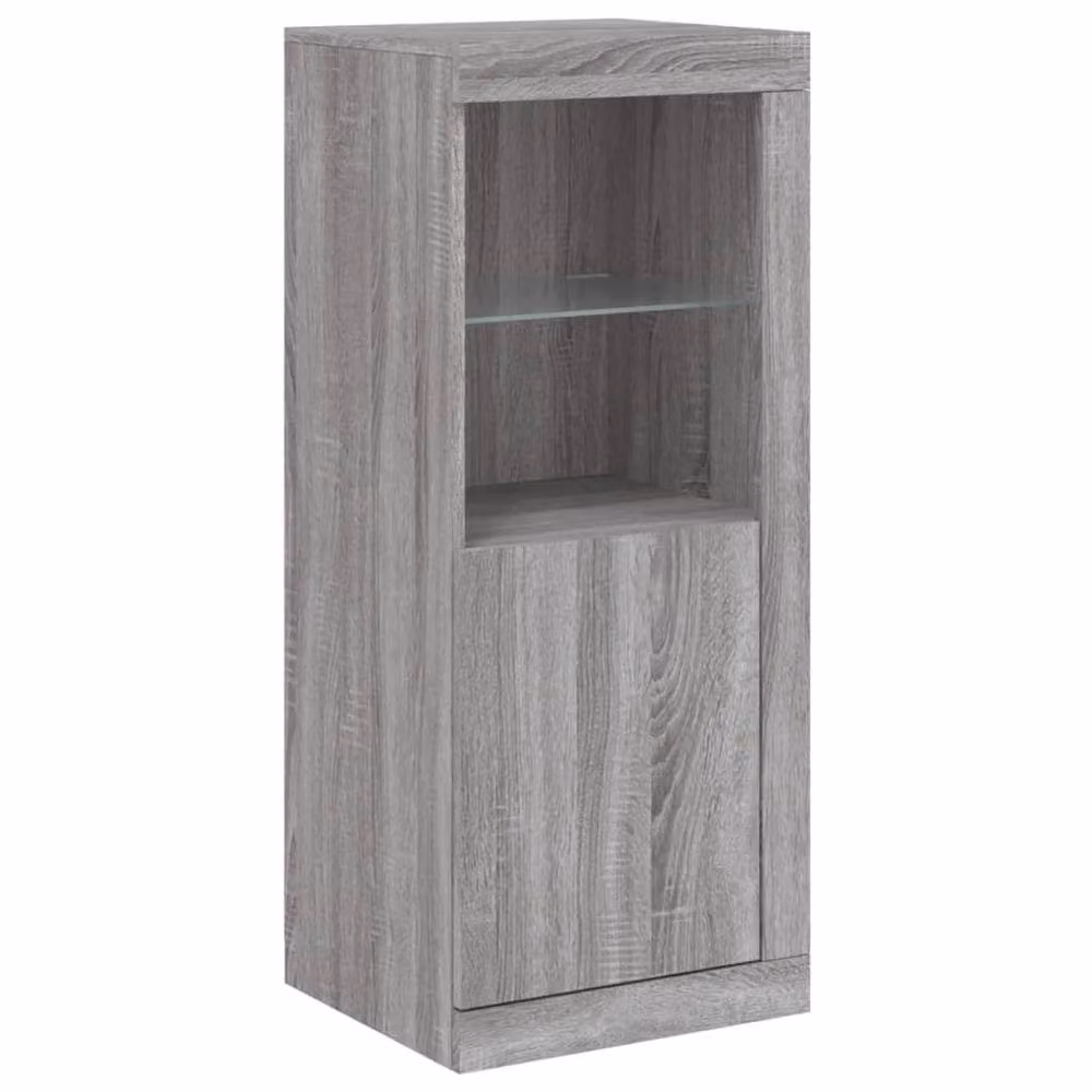 Berkfield Home Set of 3 Modern Grey Sonoma Sideboards with Integrated LED Lighting and Matt MDF Finish – 3