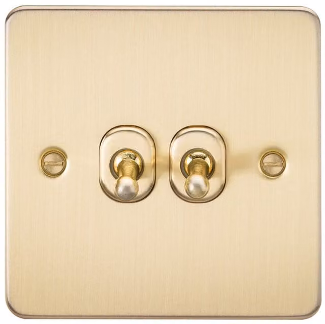 Knightsbridge Flat Plate 2-Way Toggle Switch in Brushed Brass