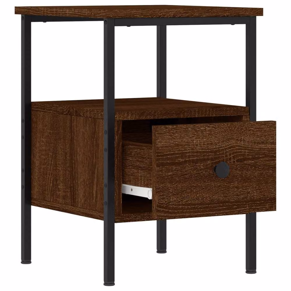 Berkfield Home Set of 2 Durable Bedside Cabinets in Brown Oak, W/D/H: 34 x 36 x 50 cm – 4