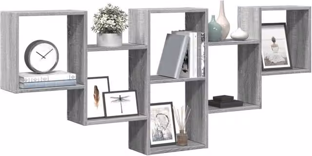 Berkfield Home Wall Mounted Shelf in Grey Sonoma, W: 159 cm, D: 18 cm, H: 66 cm