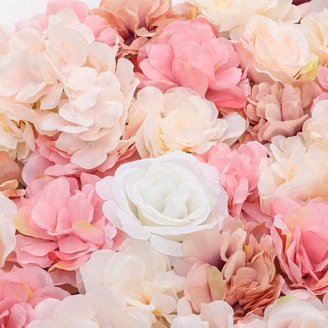 Livingandhome 2-Piece Multicolor Rose Artificial Flower Panel Backdrop with Yellow Floral Accents