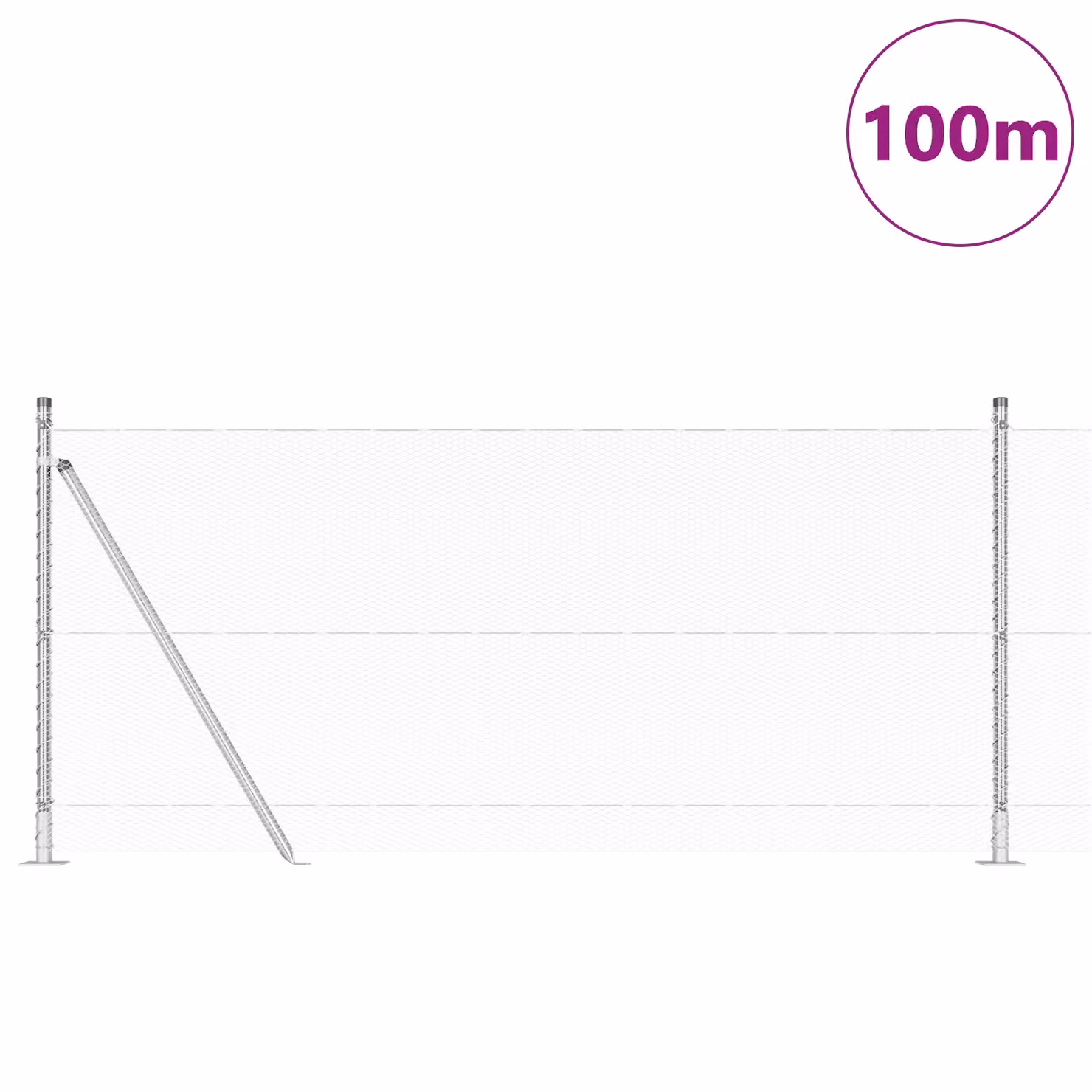 Berkfield Home Hexagon Fence in Silver Galvanised Steel, H: 0.8 m x W: 100 m – 2