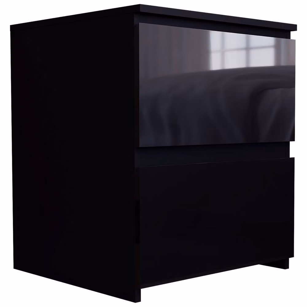 Vida Designs Glinton High Gloss 2 Drawer Bedside Chest in Black – 5