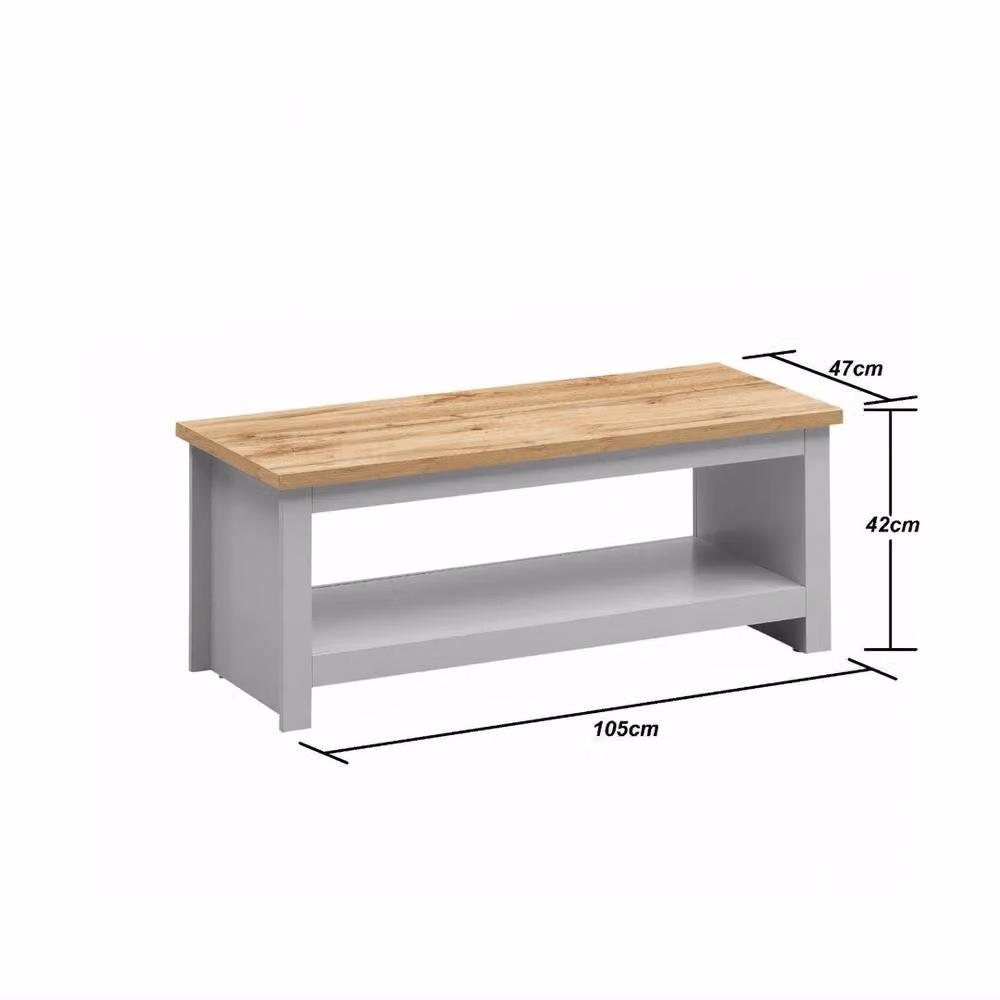 FLAVORA Grey Modern Single Stage Coffee Table with 1 Shelf – 2