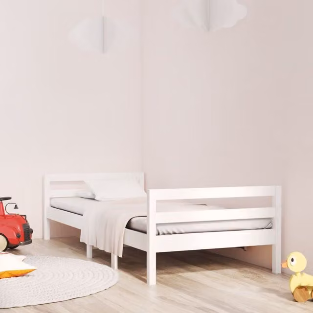 Berkfield Home Small Single Solid Wood Pine Bed Frame, White, W: 75 cm, L: 190 cm