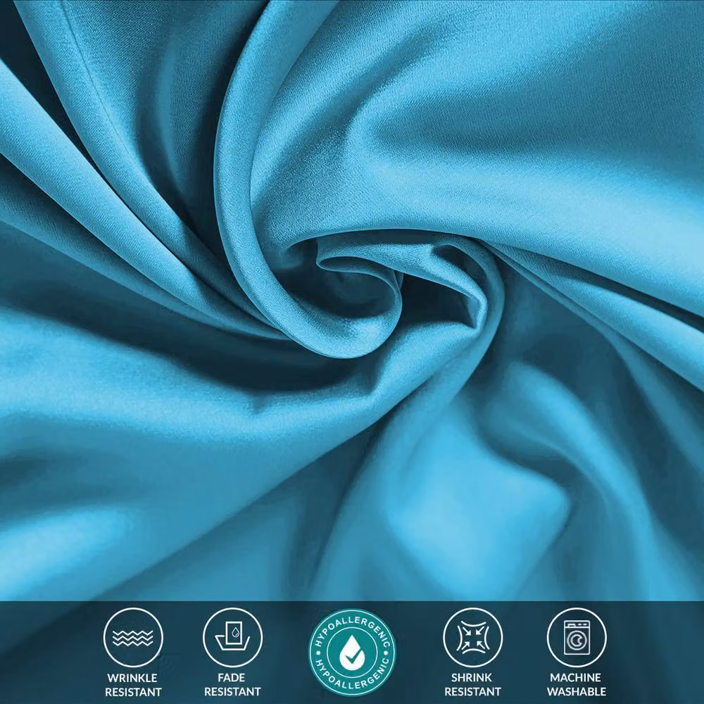 Grace 2 Pack Super Soft Satin Silk Pillow Cases in Petrol, W/H: 50 x 75 cm – 3
