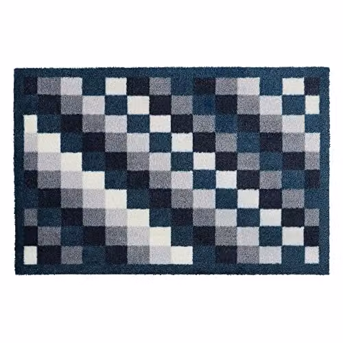 JVL Mega Machine Washable Non-Slip Doormat, Pixels, Blue/Multicolour, W: 50 cm, D: 75 cm – 6