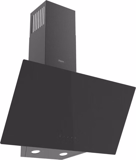 Ferre Black Glass Wall Mounted Single Cooker Hood, Width: 60 cm